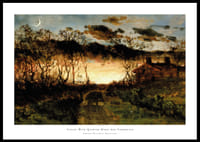 Sunset With Quarter Moon And Farmhouse By Edward Mitchell Bannister-0