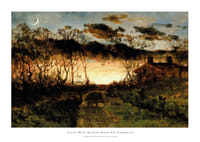 Sunset With Quarter Moon And Farmhouse By Edward Mitchell Bannister-1