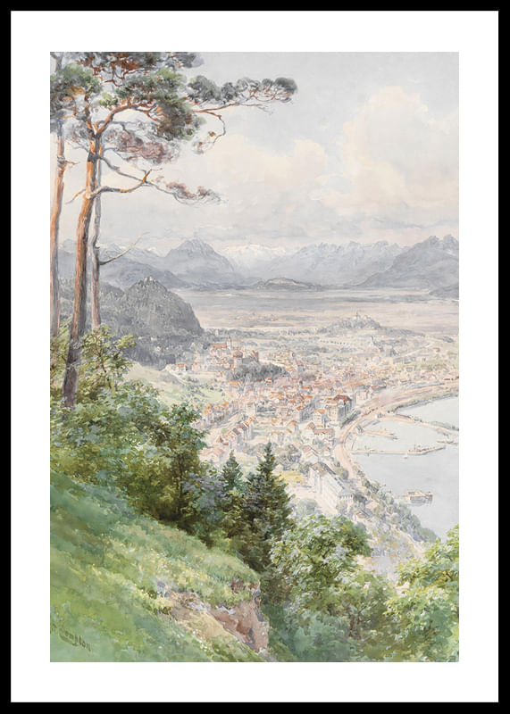 Udsigt over Bregenz og Bodensee-søen af ​​Edward Theodore Compton-12