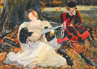 Studies voor Fair Is My Love door Edwin Austin Abbey-3