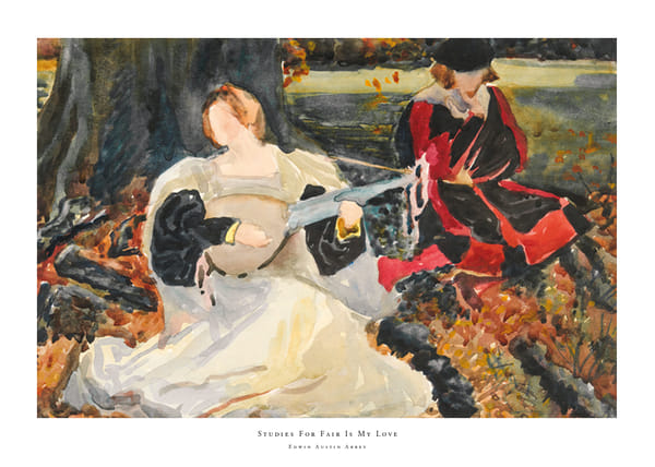 Plakatas Studies For Fair Is My Love By Edwin Austin Abbey