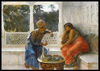 Figures In An Interior With Garden Of Palms Beyond By Edwin Lord Weeks-8