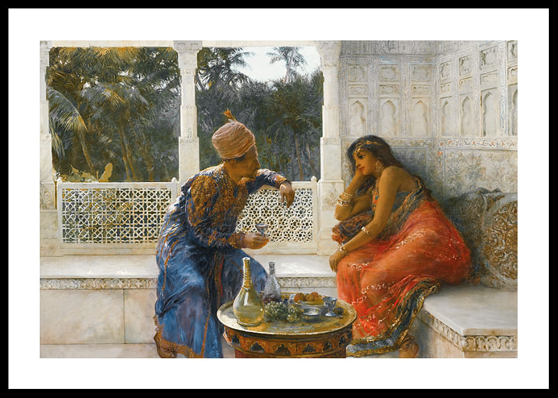 Figuren in een interieur met een palmentuin erachter door Edwin Lord Weeks-12