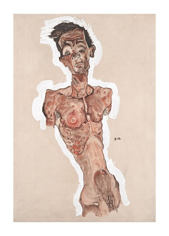 Plagát Nude Self-Portrait By Egon Schiele