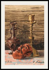 Zátišie so svietnikom, vázou a maskou od Egona Schieleho-4