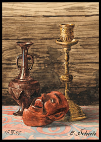 Still Life with Candlestick, Vase and Mask by Egon Schiele-8