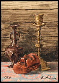 Stillleben Mit Kerzenleuchter, Vase Und Maske By Egon Schiele-8