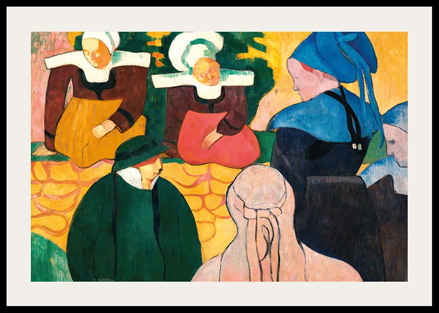 Breton Women At A Wall By Emile Bernard-12