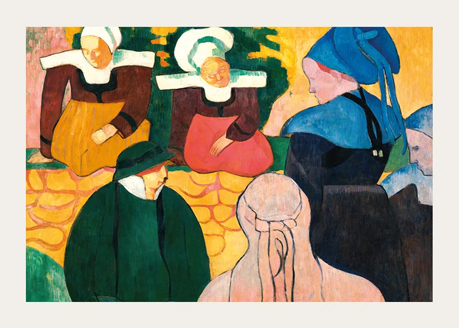 Breton Women At A Wall By Emile Bernard-12