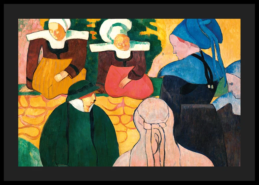 Breton Women At A Wall By Emile Bernard-12