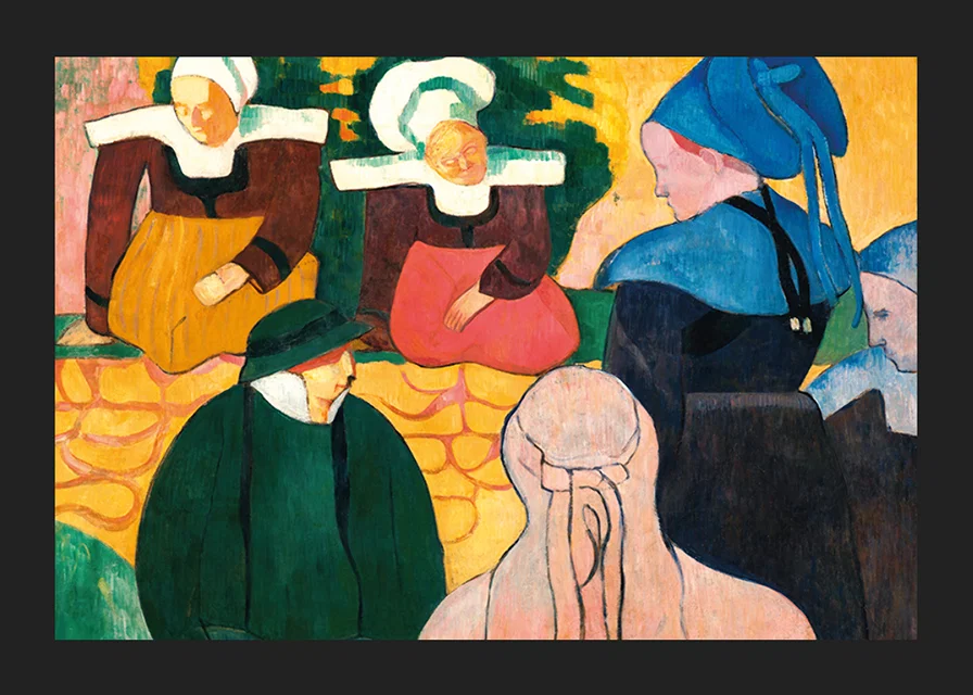 Breton Women At A Wall By Emile Bernard-12