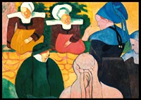 Breton Women At A Wall By Emile Bernard-8