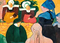 Breton Women At A Wall By Emile Bernard-9