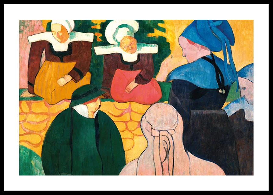 Breton Women At A Wall By Emile Bernard-12