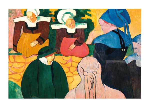 Plagát Breton Women At A Wall By Emile Bernard
