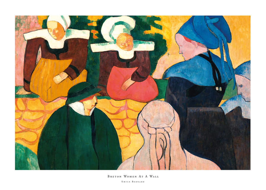 Bretonse vrouwen bij een muur door Emile Bernard-12