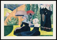 Breton Women With Umbrellas By Emile Bernard-4