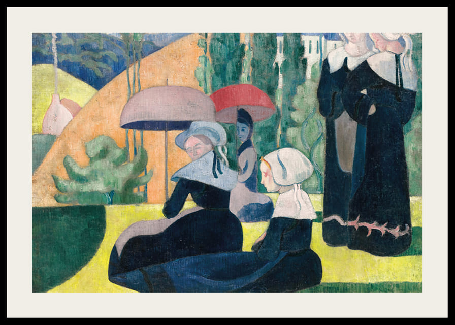 Bretónske ženy s dáždnikmi Emile Bernard-12