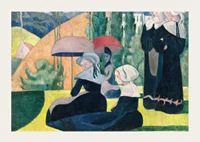 Breton Women With Umbrellas By Emile Bernard-5
