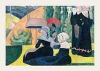 Bretónske ženy s dáždnikmi Emile Bernard-5