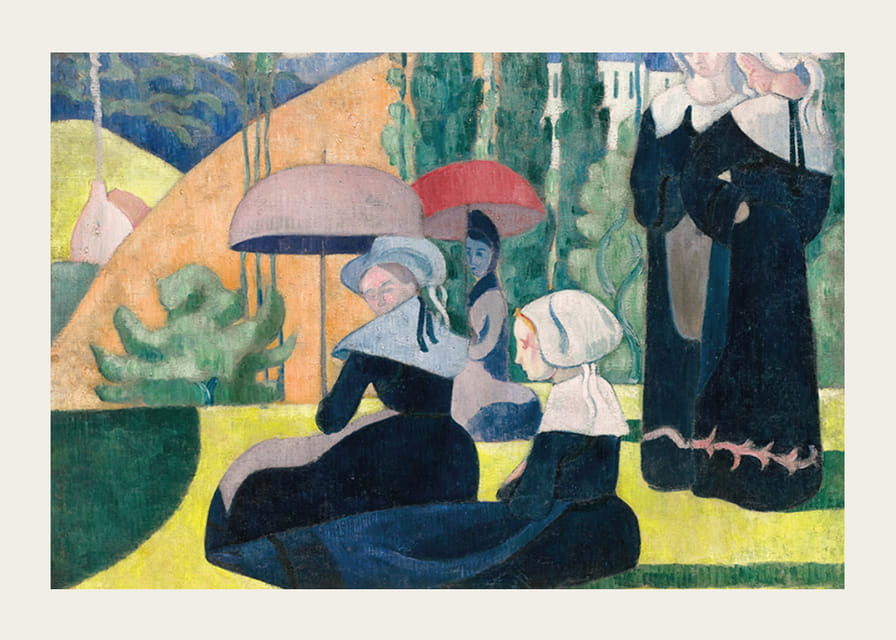 Bretónske ženy s dáždnikmi Emile Bernard-12