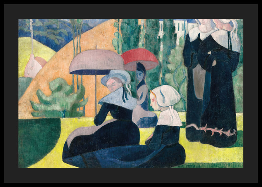 Bretónske ženy s dáždnikmi Emile Bernard-12