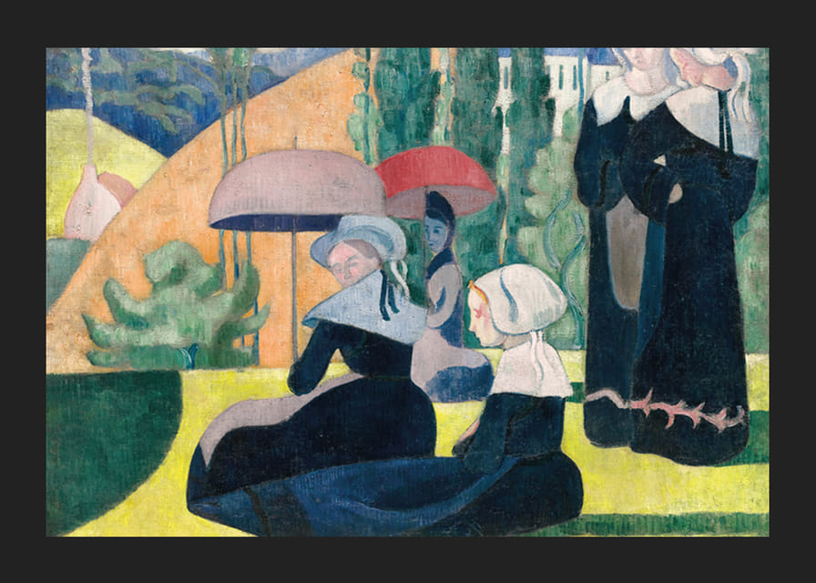 Bretónske ženy s dáždnikmi Emile Bernard-12