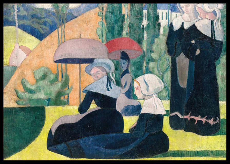 Breton Women With Umbrellas By Emile Bernard-12