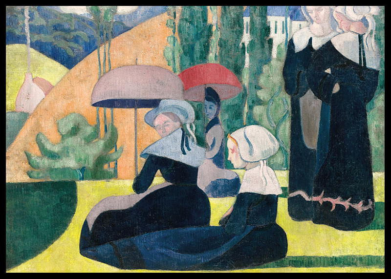 Bretonske kvinner med paraplyer av Emile Bernard-12