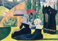 Breton Women With Umbrellas By Emile Bernard-9