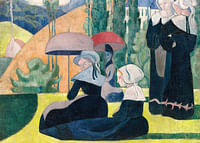 Bretonske kvinner med paraplyer av Emile Bernard-3