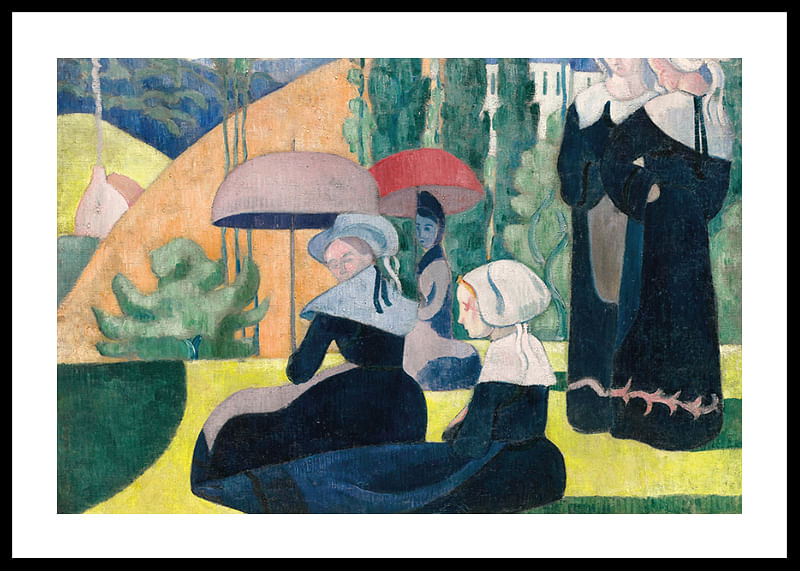 Bretonske kvinner med paraplyer av Emile Bernard-12