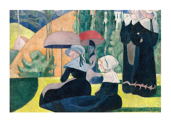 Plagát Breton Women With Umbrellas By Emile Bernard