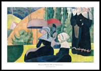 Breton Women With Umbrellas By Emile Bernard-0