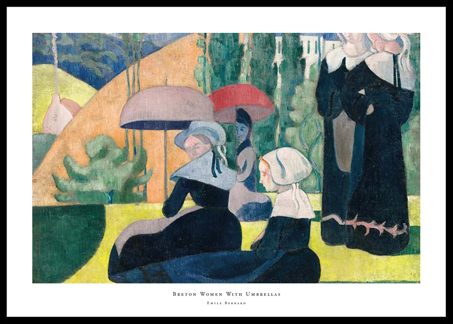 Breton Women With Umbrellas By Emile Bernard-12