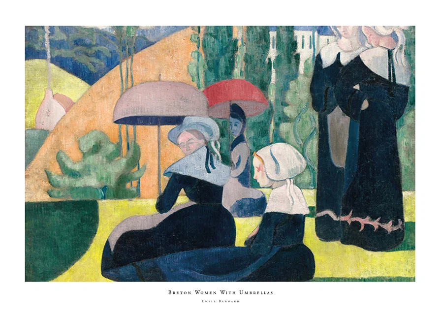 Breton Women With Umbrellas By Emile Bernard-12