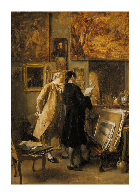 Plagát An Artist Showing His Work By Ernest Meissonier