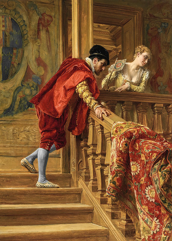 Op de trap door Ernest Meissonier-12