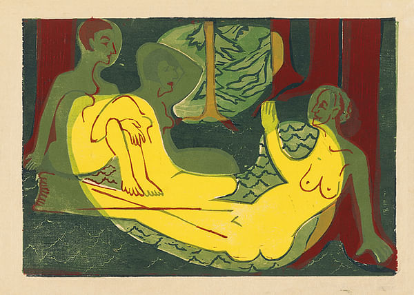 Plagát Three Nudes in the Forest By Ernst Ludwig Kirchner