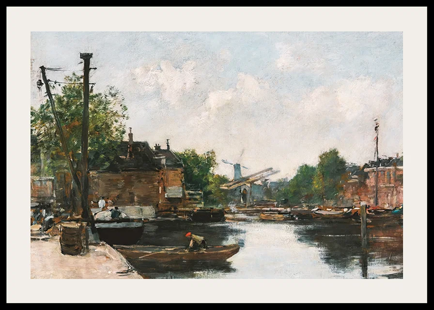 Canal A Rotterdam By Eugene Boudin-12
