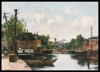 Canal A Rotterdam By Eugene Boudin-6