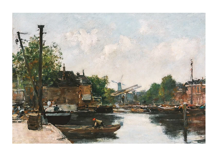 Canal A Rotterdam By Eugene Boudin-12