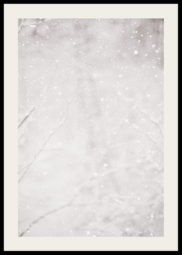 Soft snowflakes fall through a silent winter landscape, creating a sense of calm and magic-12