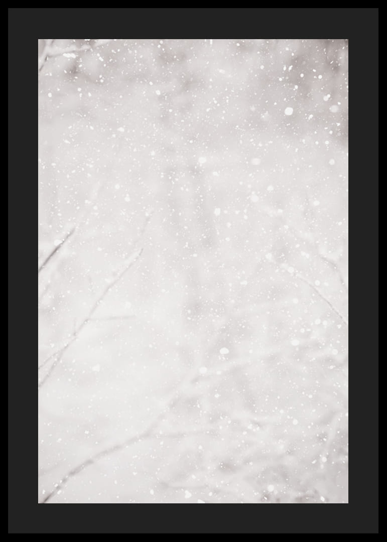 Soft snowflakes fall through a silent winter landscape, creating a sense of calm and magic-12