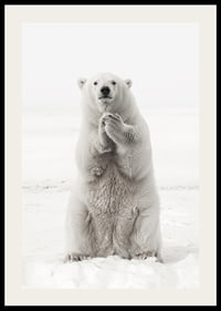 Ein majestätischer Eisbär steht aufrecht in der weißen arktischen Landschaft, als Symbol für Stärke und die Schönheit der Natur-2