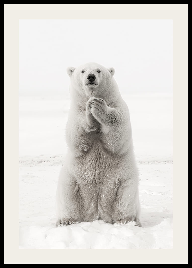 En ståtlig isbjörn står upprätt i det vita arktiska landskapet, som en symbol för styrka och naturens skönhet-12