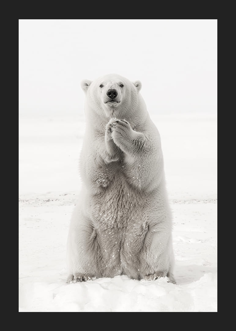 En ståtlig isbjörn står upprätt i det vita arktiska landskapet, som en symbol för styrka och naturens skönhet-12