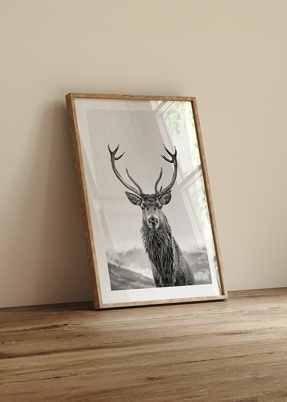 A proud deer with mighty antlers stands in its natural environment, symbolizing nature's timeless elegance and strength-12