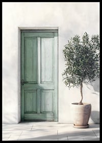 Beautiful green door decorated with an olive tree-6