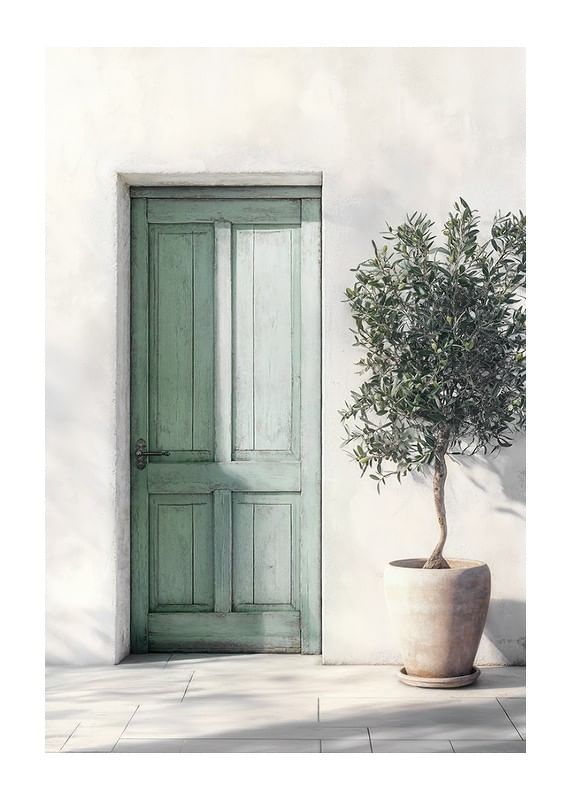 Frumoasa usa verde decorata cu un maslin-12